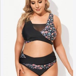Plus Size Meet Curve  High Waist Mesh Bikini Set